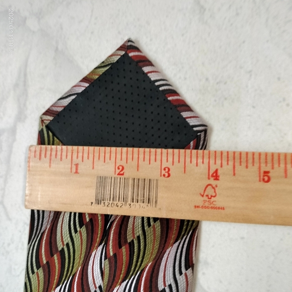 Dona/Dona Mens Silk Tie Necktie Hand Made Swirl Retro Hippie Neutral - Picture 5 of 9